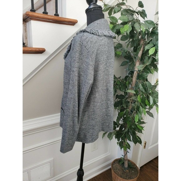Karen Lessly Women's Gray 100% Acrlic Long Sleeve Collared Casual Jacket - Picture 5 of 10